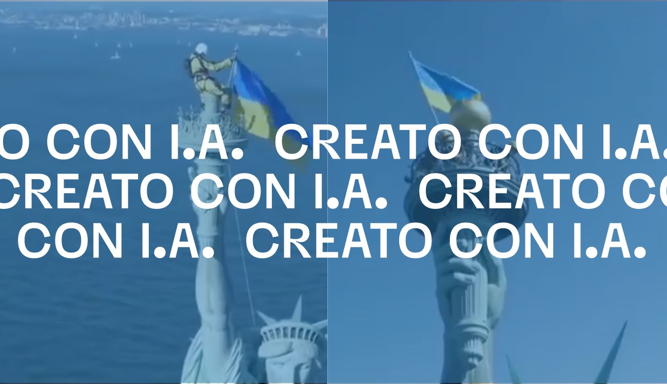 Questo video della Statua della Libertà con la bandiera ucraina è falso