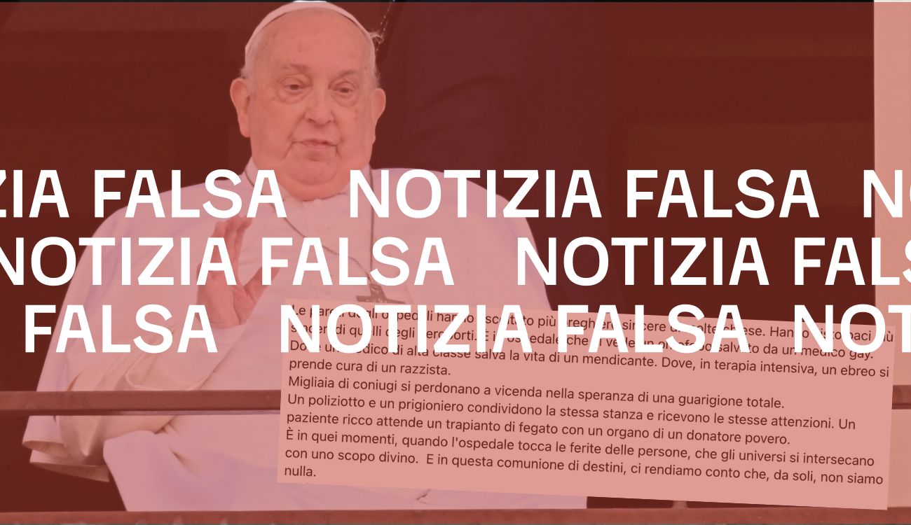 No, Papa Francesco non ha scritto questo elogio degli ospedali