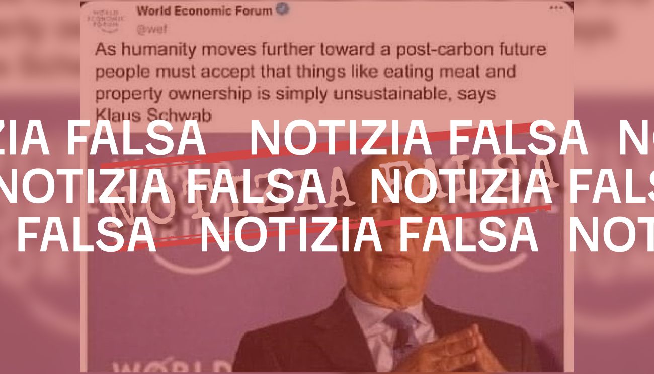 Il World economic forum non ha twittato che «mangiare carne e avere una casa di proprietà» è insostenibile