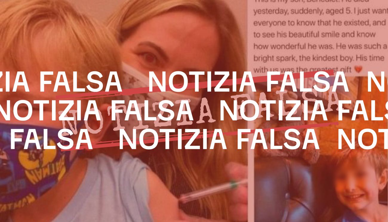 No, il bambino in foto che riceve un vaccino non è deceduto