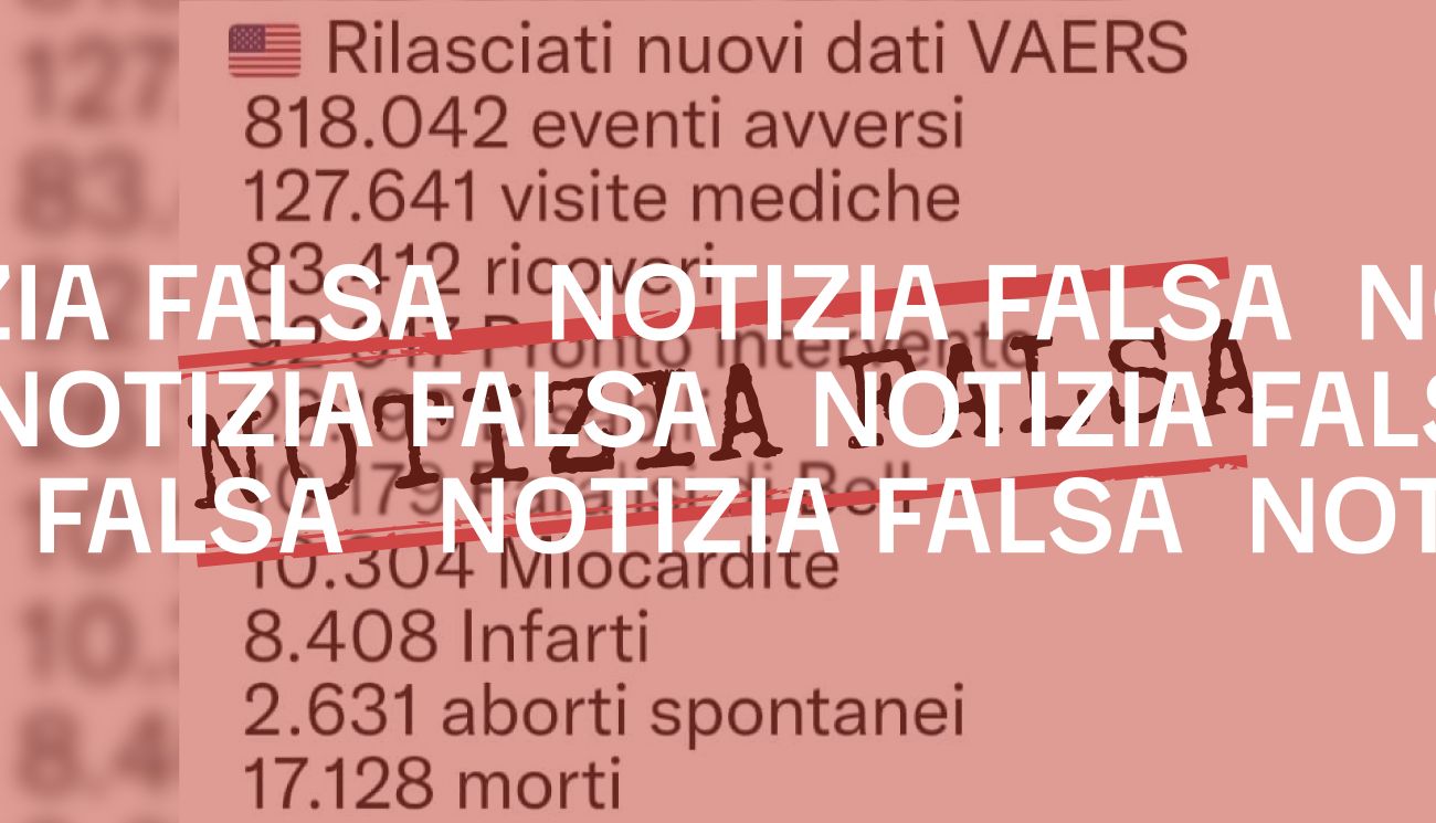 Non è vero che negli Stati Uniti i vaccini hanno causato oltre 800 mila reazioni avverse